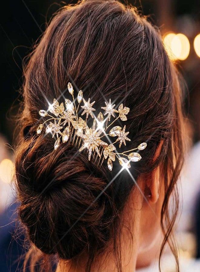 Latious Crystal Wedding Hair Comb Gold Star Bridal Hair Pieces Rhinestone Goddess Hair Accessories for Women and Brides - Image 4